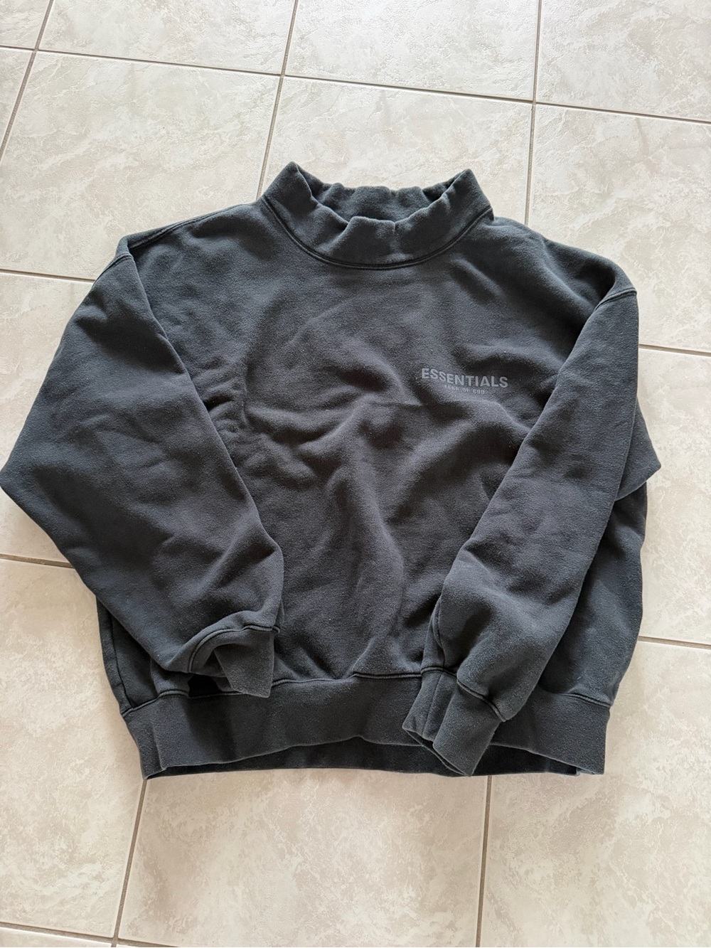 Essentials Men’s Black Turtleneck Sweatshirt with Minimal Logo size medium